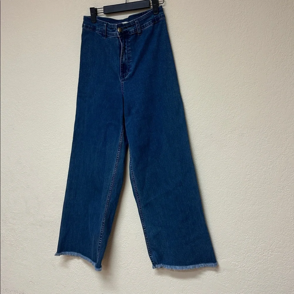 Blue Wide-Leg Cropped Jeans - Picture 3 of 4